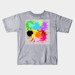 Modern Geometric Pattern Paint Splot Ink Doodle Bright Rainbow Style Kids T-Shirt